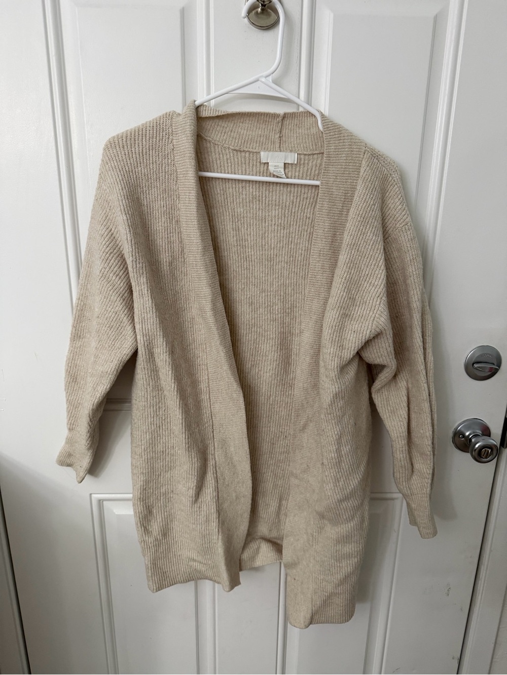 H&M Open-Front Knit Cardigan in Light Beige
